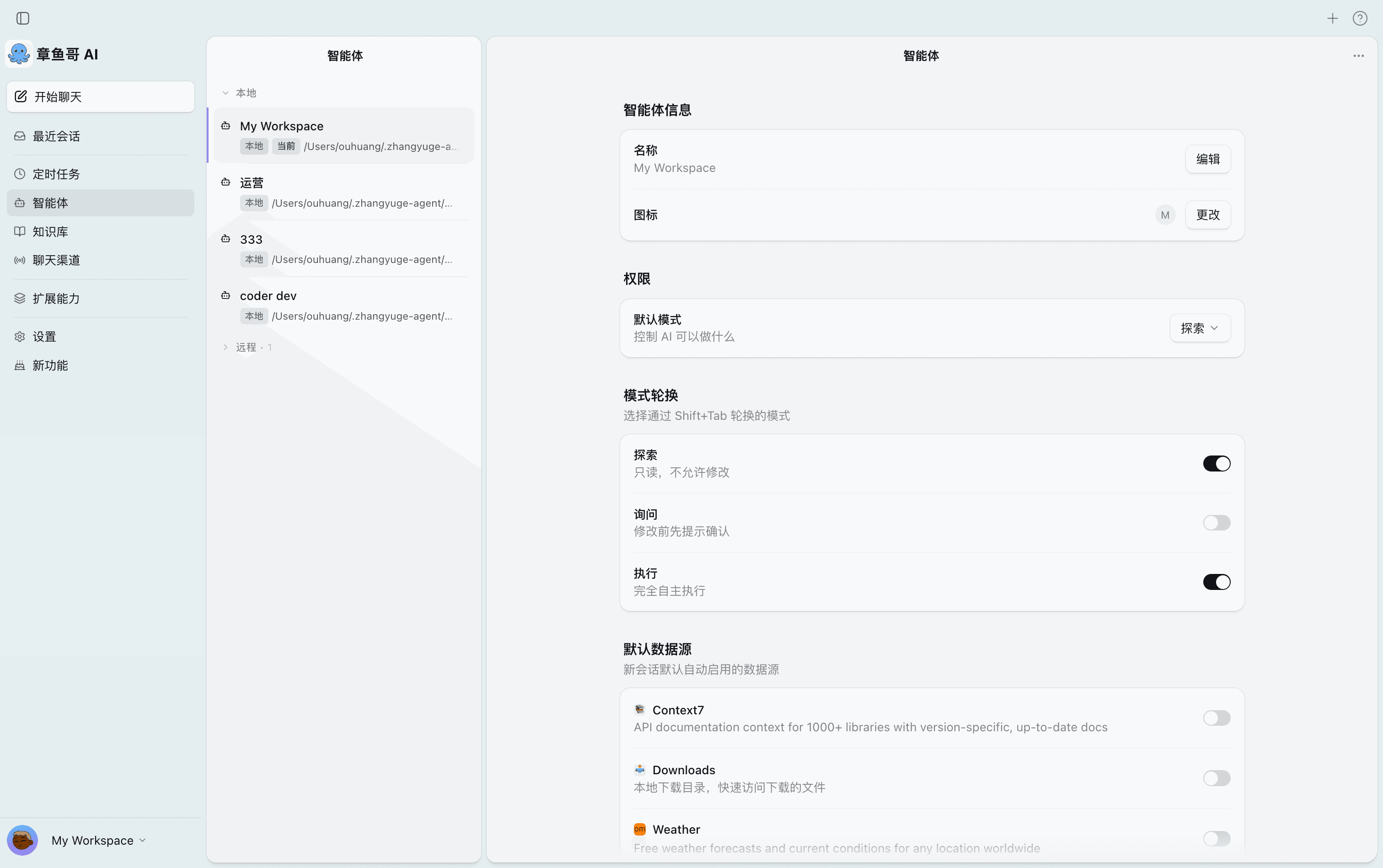Workspace overview